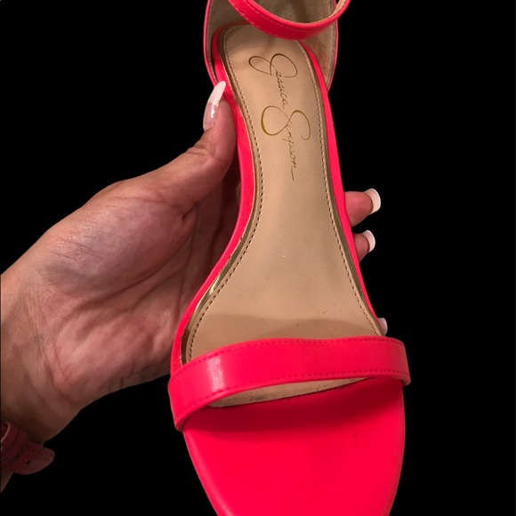 Jessica Simpson open toe pink heel - Picture 3 of 6